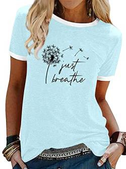 Dresswel Damen Löwenzahn Pusteblume T-Shirt Frauen Sommer Oberteile Rundhals Kurzarm Shirt Tops Tee von Dresswel