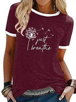 Dresswel Damen Löwenzahn Pusteblume T-Shirt Frauen Sommer Oberteile Rundhals Kurzarm Shirt Tops Tee von Dresswel