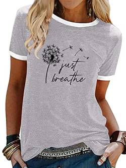 Dresswel Damen Löwenzahn Pusteblume T-Shirt Frauen Sommer Oberteile Rundhals Kurzarm Shirt Tops Tee von Dresswel