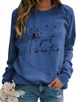 Dresswel Damen Löwenzahn Sweatshirt Langarmshirt Pusteblume Drucken Pullover Herbst Winter Bluse Tops Oberteile von Dresswel