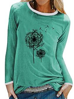 Dresswel Damen Löwenzahn Sweatshirt Langarmshirt Pusteblume Drucken Pullover Herbst Winter Bluse Tops Oberteile von Dresswel