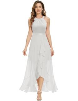 Dressystar Damen Abendkleid Lang Elegant für Hochzeit Brautkleider Hochzeitskleider Neckholder Ballkleider Weiß M von Dressystar