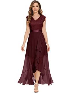 Dressystar Damen Elegant Abendkleider Hochzeit V-Ausschnitt Ballkleider Maxi Lang Brautjunferkleid Burgunderrot S von Dressystar