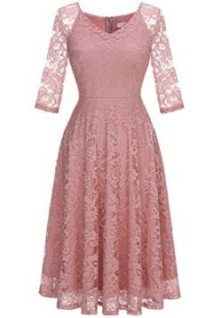 Dressystar Damen V-Ausschnitt Kurz Brautjungfer Kleid Festlich Party Floral Cocktailkleid Ballkleid Blush M von Dressystar