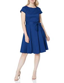 Dressystar Damen Vintage 50er Cap Sleeves Dot Einfarbig Rockabilly Swing Kleider XS Royal Blau von Dressystar