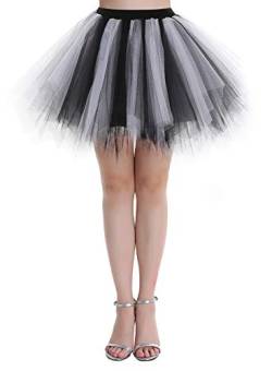 Dressystar LXQC Petticoats Minirock Kurz Unterrock Tutu Unregelmäßig Tüll Damen Mädchen Ballettrock Multi-Schichten Schwarz Weiß S von Dressystar