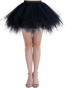 Dressystar LXQC Petticoats Minirock Kurz Unterrock Tutu Unregelmäßig Tüll Damen Mädchen Ballettrock Multi-Schichten Schwarz XL von Dressystar