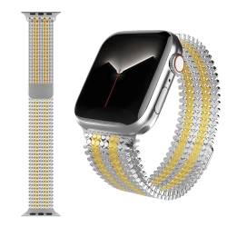Drevoon Schlankes Armband, kompatibel mit Apple Watch, 38 mm, 40 mm, 41 mm, für Damen und Herren, Edelstahl-Smartwatch-Bänder, Mesh-Metallbänder, verstellbares Armband, Magnetverschluss, von Drevoon
