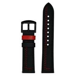 DriftElement Leder Armband | 22 mm Leder Armband Schwarz Rot von DriftElement