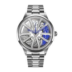 DriftElement Performance GT Felgenuhr Herren - Sportwagen Männer Armbanduhr im 3D Design - Custom Designer Uhr mit Mineralglas - Quarzuhr (Grün) von DriftElement