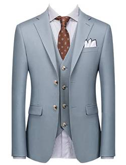 Drkobr Herren 3-Teiliger Anzug mit Zwei Knöpfen Geschäft Formelle Jacke Smoking Weste und Hose von Drkobr
