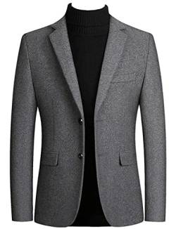 Drkobr Herren Dünne Tweed Blazer Zwei Knöpfe Smoking Anzug Jacke für Hochzeit Abschlussball von Drkobr