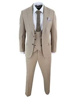 Drkobr Herren Dünner Tweed-Anzug Zweireiher Weste 3-Teiliges Set Jacke Smoking für Geschäft Freizeit von Drkobr
