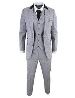 Drkobr Herren Tweed-Anzug Zwei Knöpfe Jacke Einreiher Weste Hose 3-Teilig Formal von Drkobr