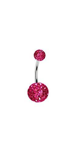 Drops Bauchnabel Piercing Mit Kristall Elements 5/8mm Kugeln Beschichtet- Pink.6mm von Drops
