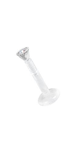 Drops Karisma Labret Bioplast Lippen Piercing Aufsatz Transparent Kristall Stein 2,2mm - Regenbogen L6 von Drops