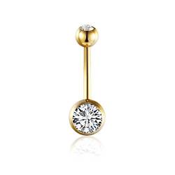 Drops Karisma Titan G23 24 K Gold beschichtet Bauchnabelpiercing Banana Zirkonia - Weiss 10mm von Drops