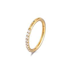 Drops Karisma Titan Gold G23 Hinged Segmentring Charnier/Nasen Clicker Ring Piercing Ohrring Zirkonia Stärke 1,2mm BGT-BHSRS-03L.8mm von Drops