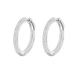 Karisma 1 Paar Damen Creolen 925 Sterling Silber Zirkonia Weiss 28mm HS-EC105.rhodium von Drops