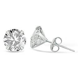 Karisma 1 Paar Damen Ohrstecker 925 Sterling Silber Zirkonia Stein Diamant Ohrringe Stecker Weiss-10mm von Drops