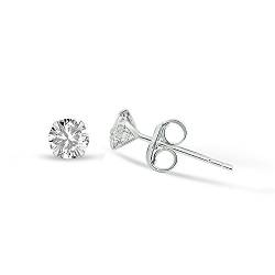 Karisma 1 Paar Damen Ohrstecker 925 Sterling Silber Zirkonia Stein Diamant Ohrringe Stecker Weiss-4mm von Drops