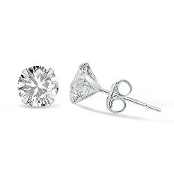 Karisma 1 Paar Damen Ohrstecker 925 Sterling Silber Zirkonia Stein Diamant Ohrringe Stecker Weiss-5mm von Drops