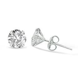 Karisma 1 Paar Damen Ohrstecker 925 Sterling Silber Zirkonia Stein Diamant Ohrringe Stecker Weiss-6mm von Drops