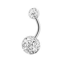 Karisma Bauchnabel Piercing Banane Mit Swarovski Elements 5/8mm Kugeln Beschichtet- Weiss (12) von Drops