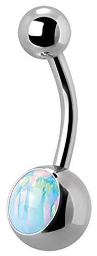 Karisma Bauchnabel Piercing Edelstahl 316L Opal 1,6x8/5mm.Weiss von Drops