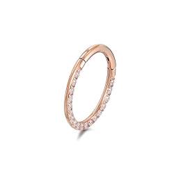 Karisma Roségold Titan G23 Hinged Segmentring Charnier/Nasen Clicker Septum Ring Piercing Ohrring Zirkonia Stärke 1,2mm T-BHSRS-03L-1.8mm von Drops