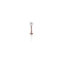 Karisma Roségold Titan G23 Labret Tagus Piercing Sealed mit Kristall Elements 3mm Weisse Kugel Epoxyharz Stärke 1,2x10mm von Drops