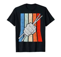 Drumsticks Schlagzeuger Drummer Musik Retro Schlagzeug T-Shirt von Drumsticks Musikinstrument Schlagzeug