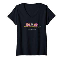 Damen Be Different - Heavy Metal Eule Spruch Fun Vogel Geschenk T-Shirt mit V-Ausschnitt von Drunken Royals