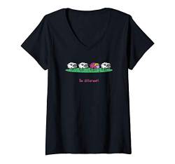 Damen Be different - Sei anders - Süßes Schafe Fun Spruch Geschenk T-Shirt mit V-Ausschnitt von Drunken Royals