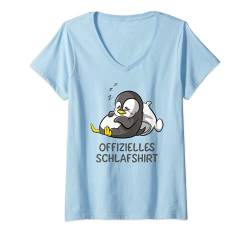 Damen Offizielles Schlafshirt - Pinguin Schlafanzug Nachthemd T-Shirt mit V-Ausschnitt von Drunken Royals