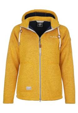 Dry Fashion Damen Fleece-Jacke Föhr - Fleecejacke Strickjacke Sweatshirtjacke Damen Outdoor Jacke mit Kapuze und Reißverschluss in Gelb Größe 38 von Dry Fashion