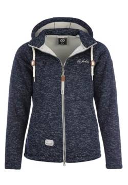 Dry Fashion Damen Fleece-Jacke Föhr - Fleecejacke Strickjacke Sweatshirtjacke Damen Outdoor Jacke mit Kapuze und Reißverschluss in Navy-Melange Größe 52 von Dry Fashion