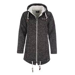 Dry Fashion Damen Fleece-Mantel Oslo - Winter Jacke Damen Frauen Jacke mit verstellbarer Kapuze Windabweisend Gefüttert in Anthrazit Größe 38 von Dry Fashion