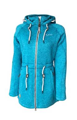 Dry Fashion Damen Fleece-Mantel St. Peter-Ording - Wintermantel Fleecejacke Outdoorjacke Winterjacke mit Kapuze in Capri-Blau-Melange Größe 46 von Dry Fashion