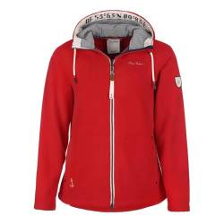 Dry Fashion Damen Fleecejacke Norden mit Kapuze - Windabweisende Jacke mit taillierten Schnitt in Rot Größe 38 von Dry Fashion