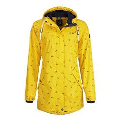 Dry Fashion Damen Regenmantel Cuxhaven mit Anker-Print - Regenjacke Jacke für Frauen mit verstellbarer Kapuze Winddicht Wasserdicht in Gelb Größe 40 von Dry Fashion