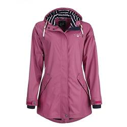 Dry Fashion Damen Regenmantel Kiel - Frauen Regenjacke Damen Jacke mit verstellbarer Kapuze Lang Winddicht Wasserdicht in Beere Größe 46 von Dry Fashion