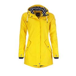 Dry Fashion Damen Regenmantel Kiel - Frauen Regenjacke Damen Jacke mit verstellbarer Kapuze Lang Winddicht Wasserdicht in Gelb Größe 40 von Dry Fashion