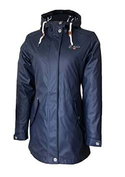 Dry Fashion Damen Regenmantel Kiel - Frauen Regenjacke Damen Jacke mit verstellbarer Kapuze Lang Winddicht Wasserdicht in Navy Größe 44 von Dry Fashion