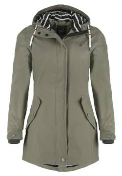 Dry Fashion Damen Regenmantel Kiel - Frauen Regenjacke Damen Jacke mit verstellbarer Kapuze Lang Winddicht Wasserdicht in Oliv Größe 40 von Dry Fashion