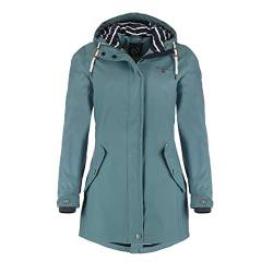 Dry Fashion Damen Regenmantel Kiel - Frauen Regenjacke Damen Jacke mit verstellbarer Kapuze Lang Winddicht Wasserdicht in Petrol Größe 38 von Dry Fashion