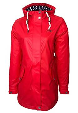 Dry Fashion Damen Regenmantel Kiel - Frauen Regenjacke Damen Jacke mit verstellbarer Kapuze Lang Winddicht Wasserdicht in Rot Größe 38 von Dry Fashion