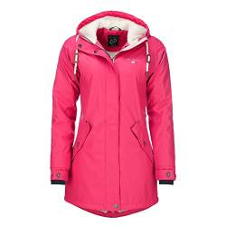 Dry Fashion Damen Regenmantel Malmö - Frauen Regenjacke Jacke mit Kapuze Lang Winddicht Wasserdicht Gefüttert mit Teddyfleece in Pink Größe 44 von Dry Fashion