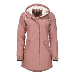 Dry Fashion Damen Regenmantel Malmö - Frauen Regenjacke Jacke mit Kapuze Lang Winddicht Wasserdicht Gefüttert mit Teddyfleece in Rosa Größe 42 von Dry Fashion