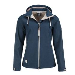 Dry Fashion Damen Softshell Jacke Damp Meliert - Frauen Jacke Outdoorjacke Atmungsaktiv Kapuze Wind- und Wasserabweisend in Navy Größe 40 von Dry Fashion